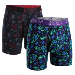 2UNDR 2 Pack - Swing Shift Boxer Brief Black/Peacock Paisley