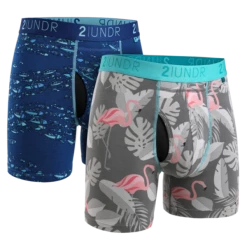 2UNDR 2 Pack - Swing Shift Boxer Brief Fish School/Flamingo