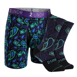 2UNDR SS Boxer Brief/Sock Pack - Peacock Paisley